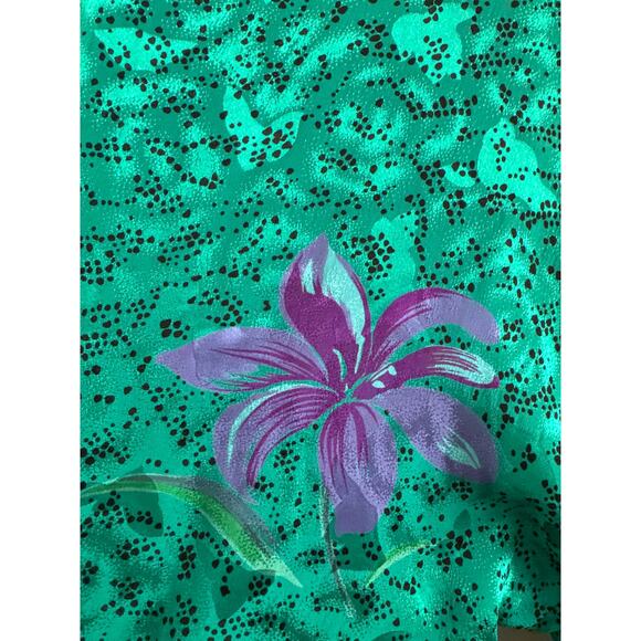 Vintage Maggy London by Jeannene Booher 80s Teal Silk Floral Midi Dress medium - Picture 13 of 17